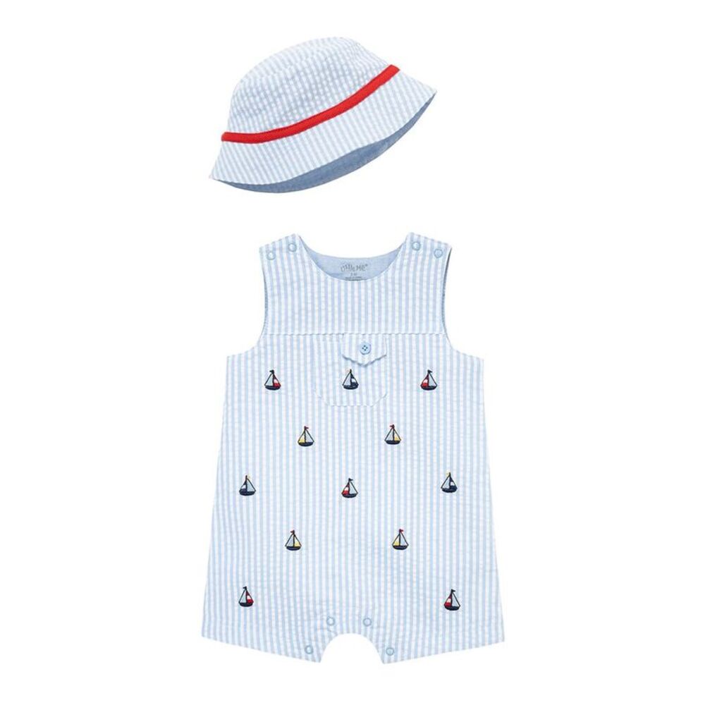 Little Me Baby-Boys  Sailboat Sunsuit & Hat